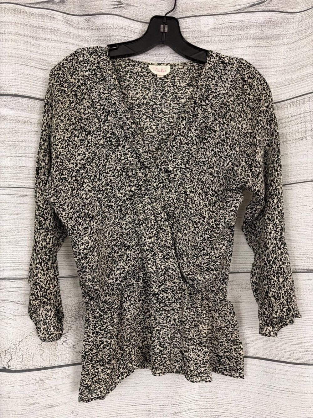 Parker Black & White Patterned Blouse Size XS
